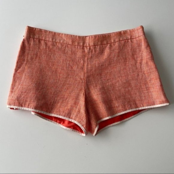 club Monaco Tangerine Orange Linen Shorts Womens 2 - Picture 2 of 7